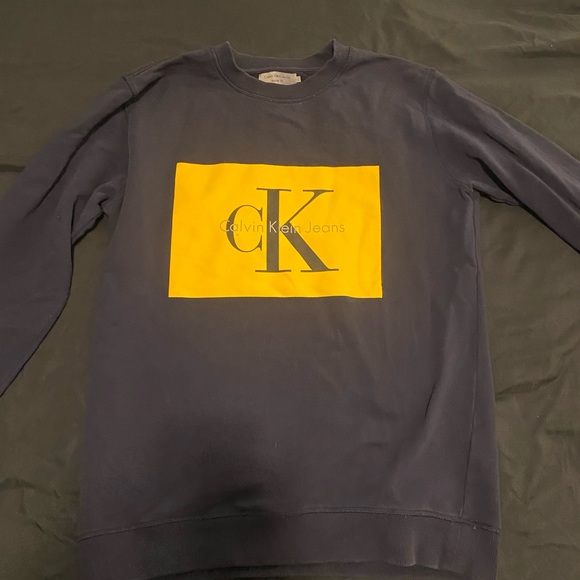 Calvin Klein Jeans Navy & Yellow Sweatshirt - Picture 2 of 6